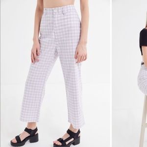 UO Wide Leg Lilac Gingham Pants